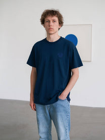 T-shirt in cotone con ricamo tono su tono