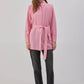 Camicia in popeline rosa con cintura