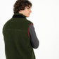 Gilet sherpa con zip in poliestere riciclato kaki