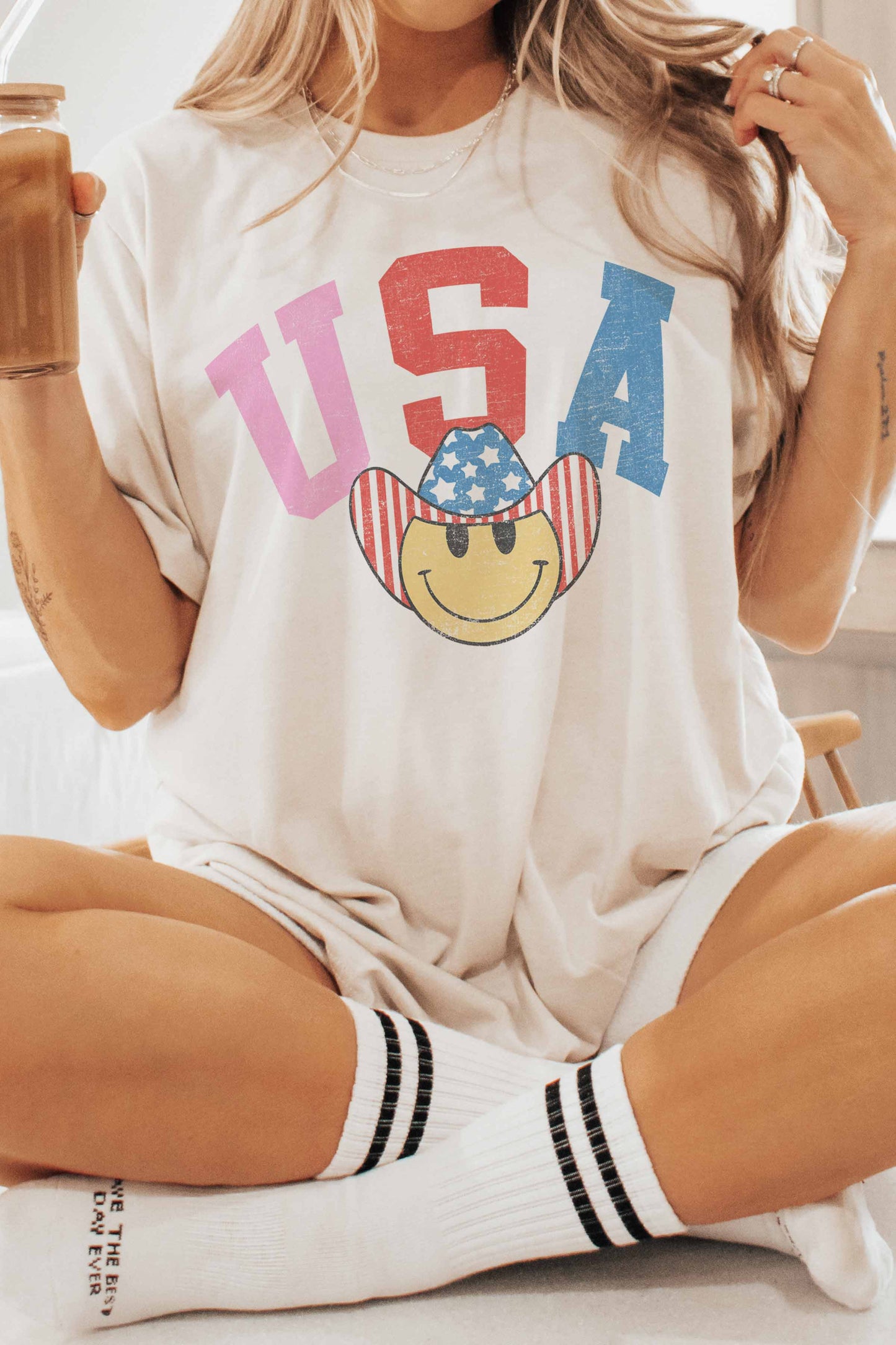 T-shirt oversize con grafica USA