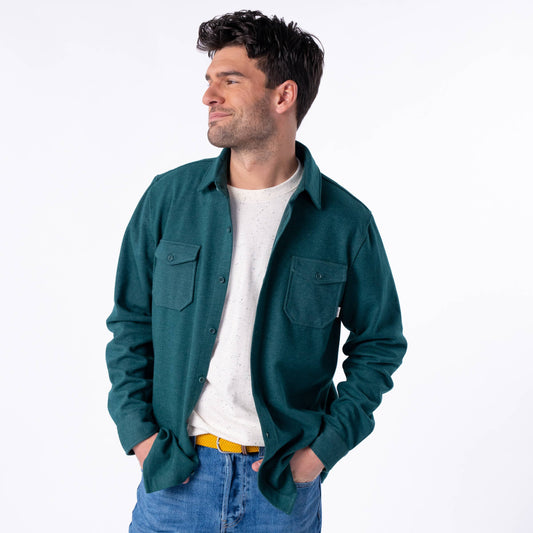 Sopracamicia in maglia antipiega verde scuro