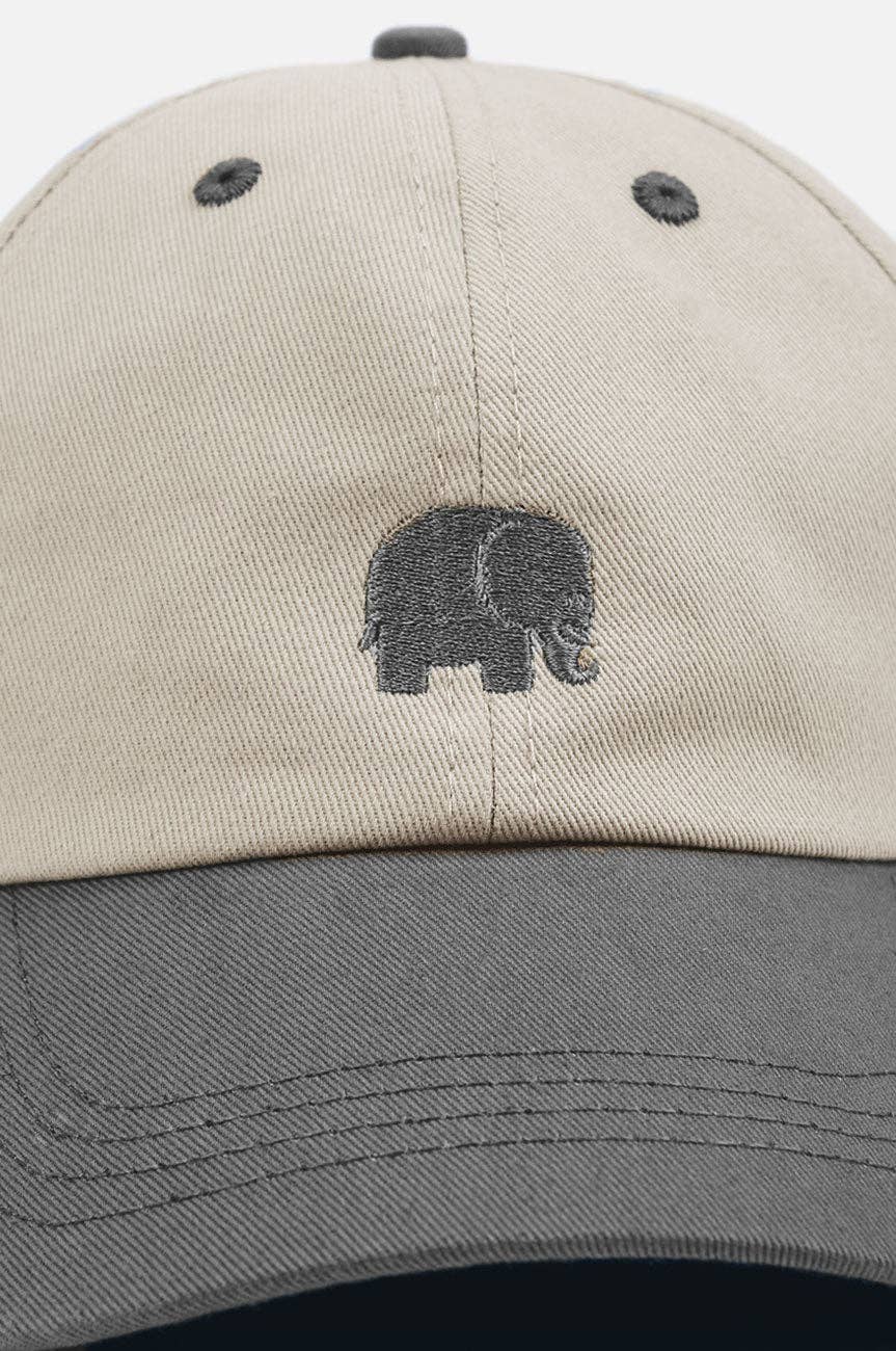 Cappellino dad hat bicolore con logo elefante ricamato