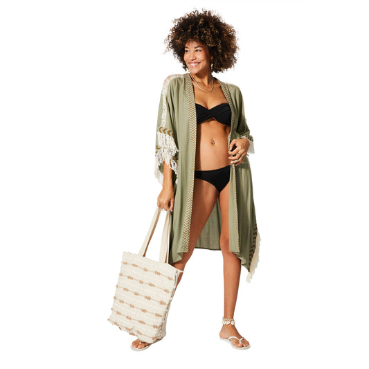 Kimono estivo midi stile poncho verde