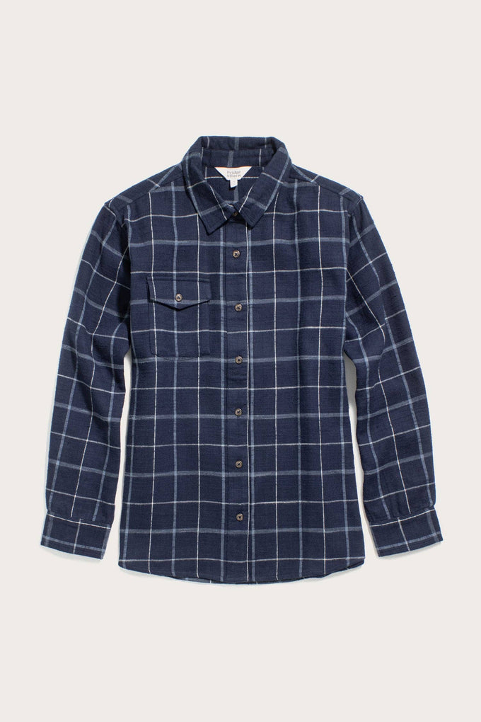 Camicia Bird a quadri blu in cotone biologico