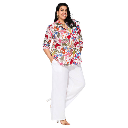 Camicetta estiva boho in cotone con stampa floreale