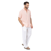 Camicia estiva a maniche corte in cotone rosa