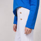 Pantaloni in maglia fine a coste con bottoni dorati