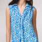 Blusa in raso stampato senza maniche con scollo a V