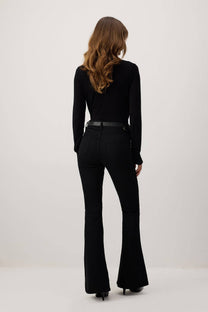 Pantaloni flare in denim elasticizzato nero