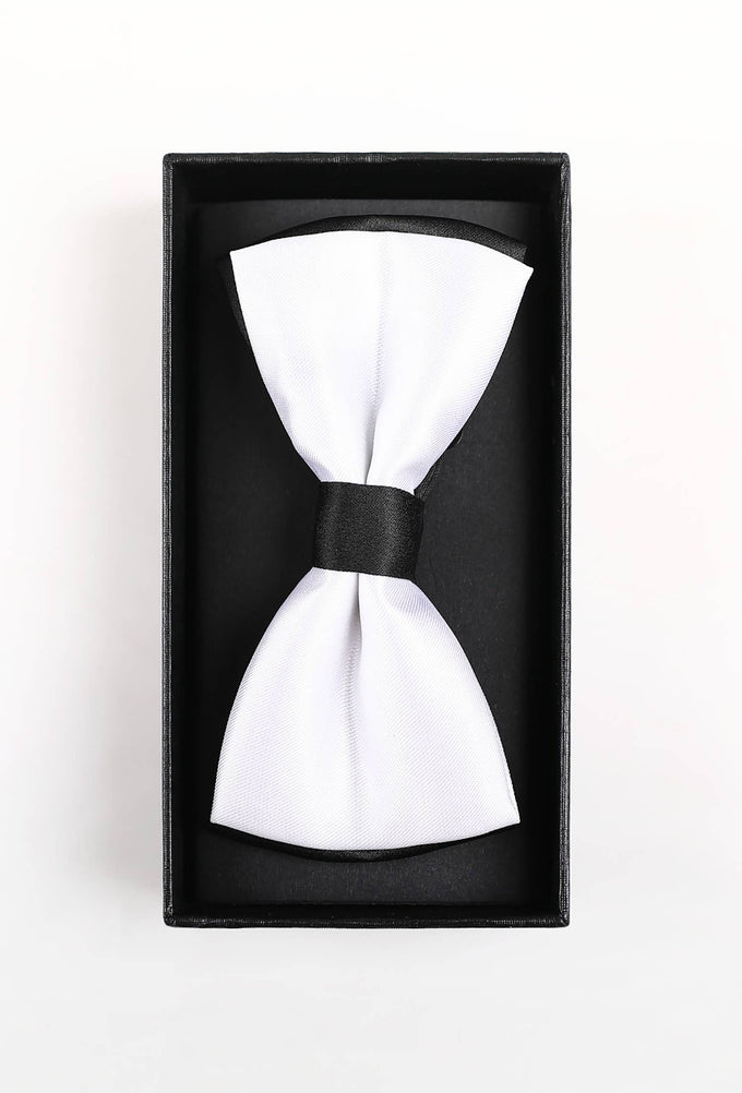Set papillon e fazzoletto da taschino bicolore bianco e nero