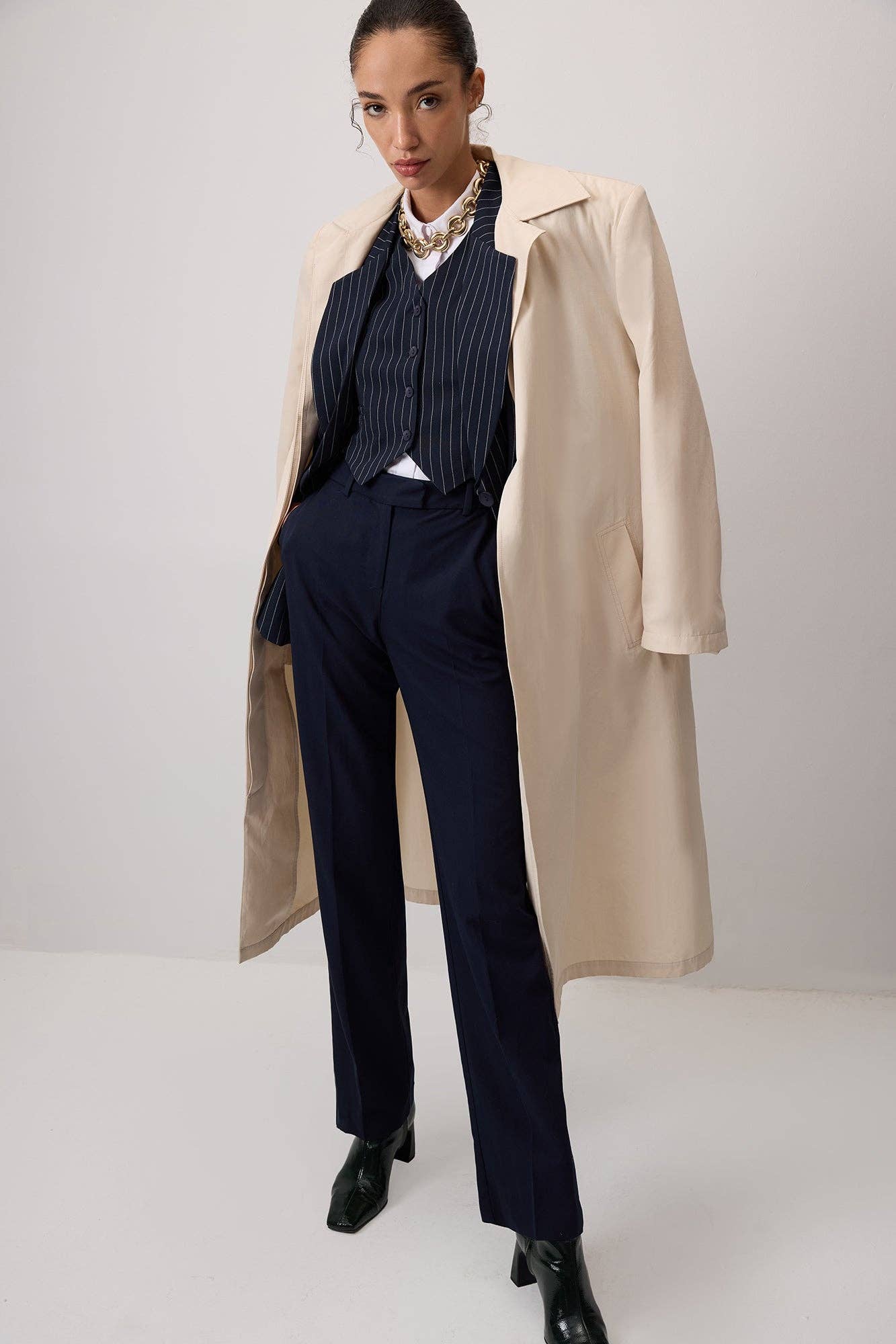 Completo gilet e blazer gessato
