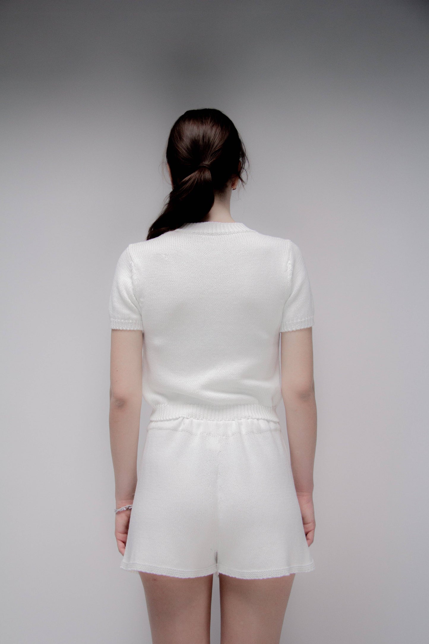 T-shirt in maglia di cotone a trama spessa
