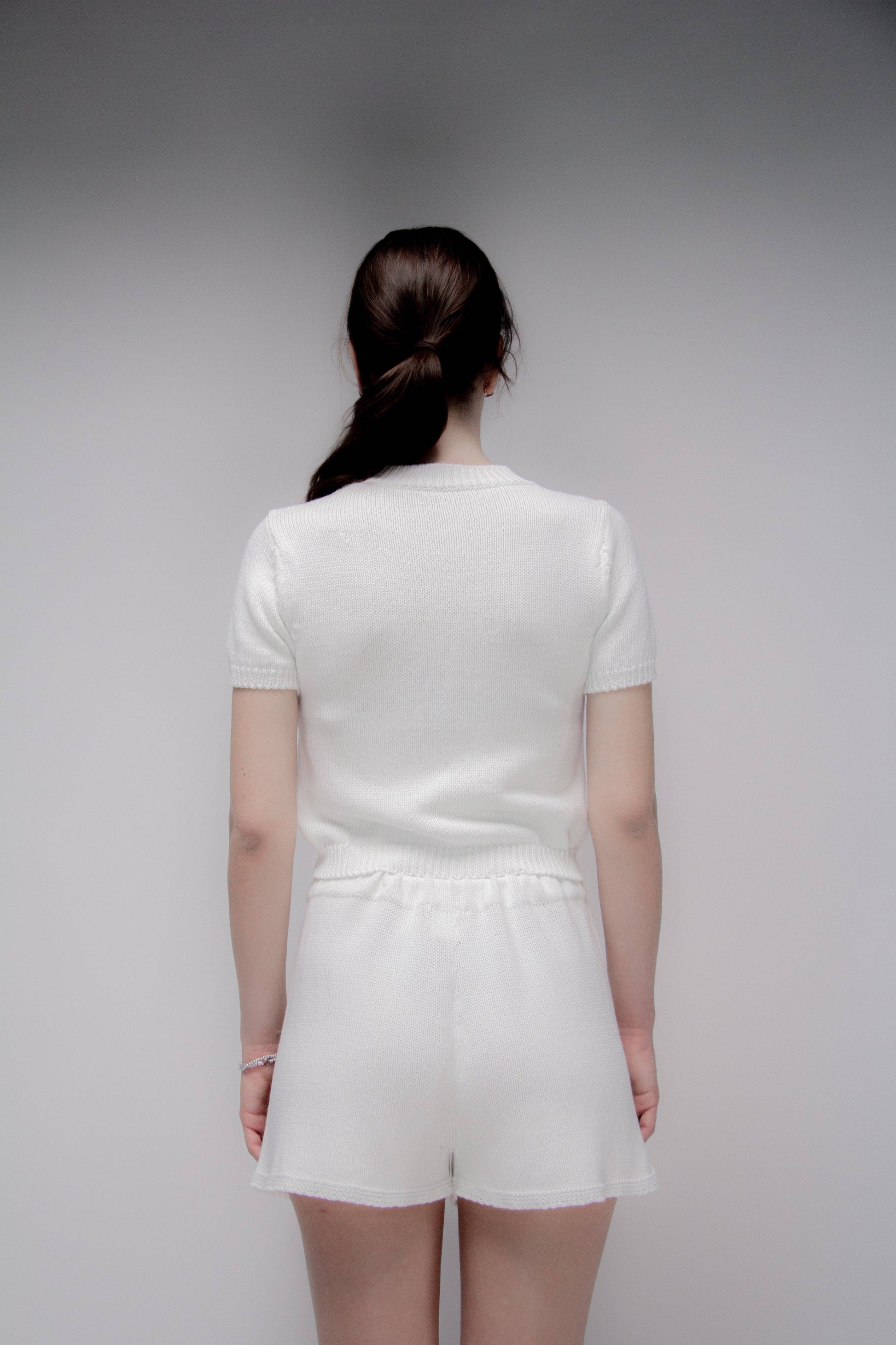 T-shirt in maglia di cotone a trama spessa