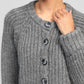 Cardigan in maglia grigia mélange con bottoni