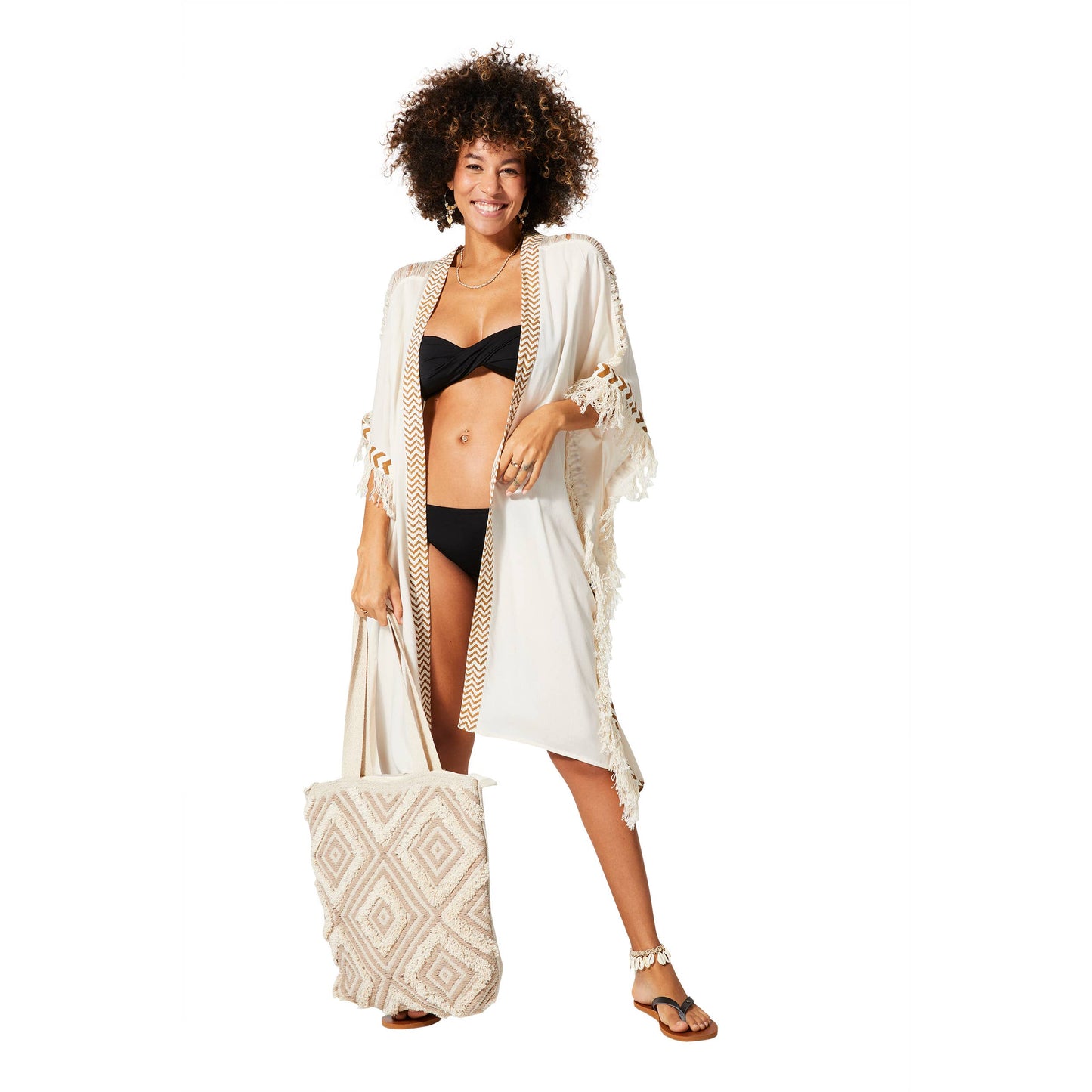 Kimono estivo a mezza lunghezza con maniche corte