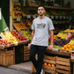 T-shirt unisex Fruits con stampa “Make New Friends” grigio melange
