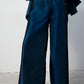 Completo donna blu navy con giacca asimmetrica e pantaloni palazzo