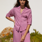 Pantaloni palazzo stampati rosa in viscosa