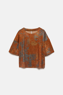 Blusa in tessuto strutturato con maniche a 3/4