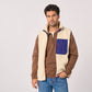 Gilet sherpa unisex con zip avorio e blu