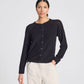 Cardigan Ella in cotone biologico a costine con bottoni, nero