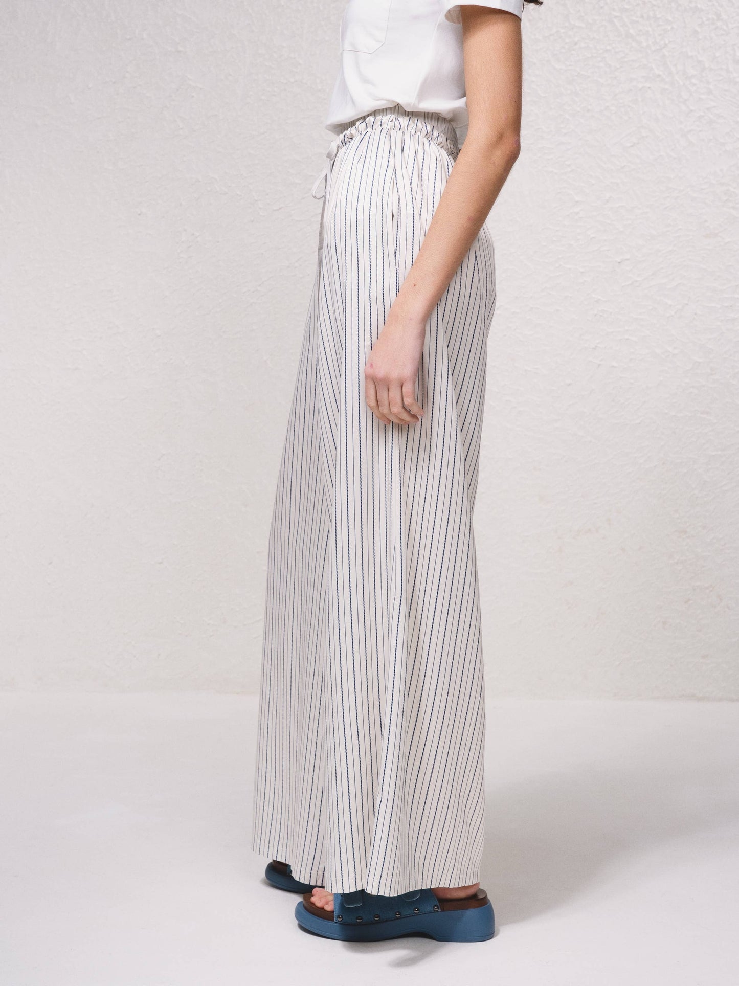 Pantaloni palazzo a righe con coulisse