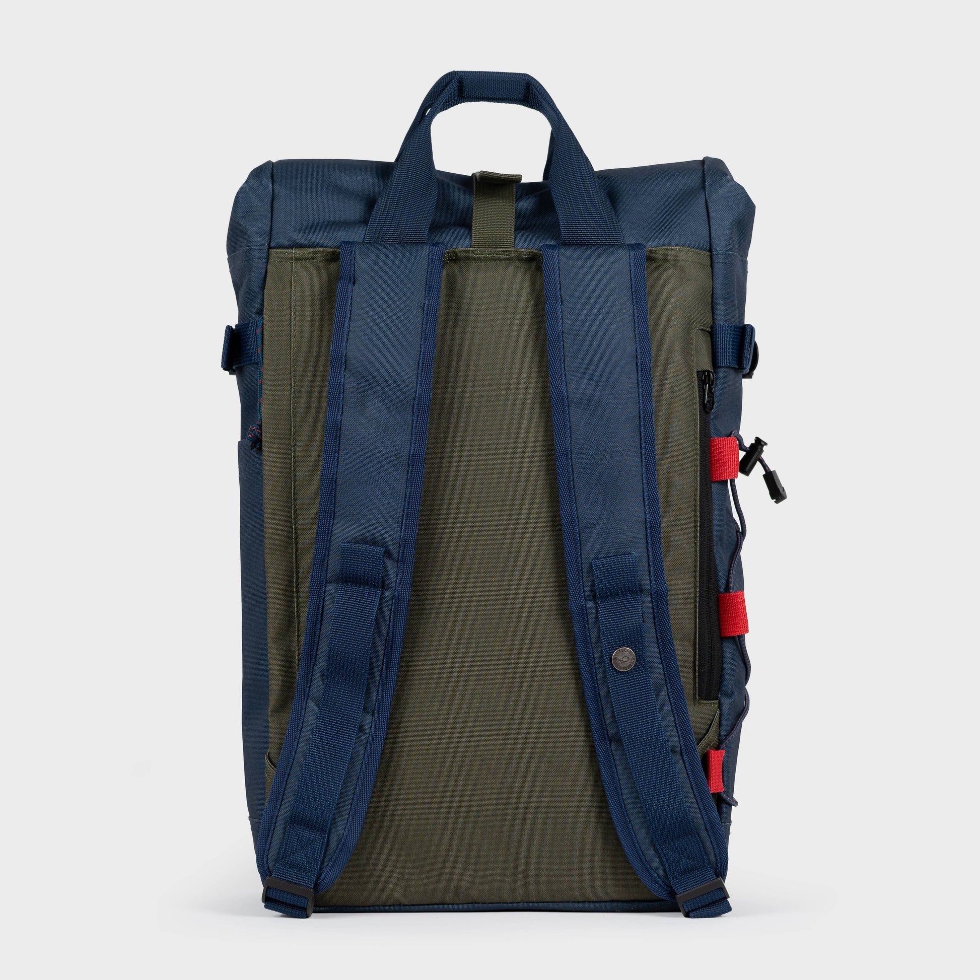 Zaino roll-top in poliestere riciclato navy e khaki