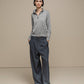 Maglione polo in maglia con zip e micro strass