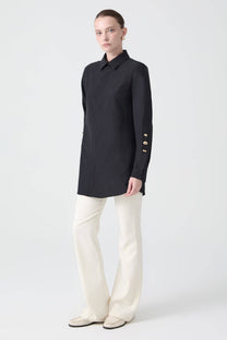 Camicia in popeline con bottoni in metallo in misto cotone