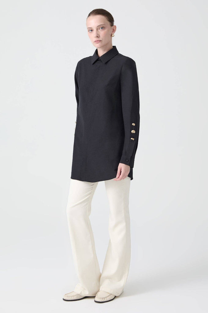 Camicia in popeline con bottoni in metallo in misto cotone