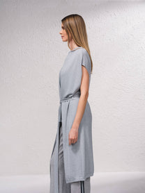 Gilet lungo in rete metallica con cintura