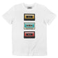 T-shirt bianca con stampa cassette vintage