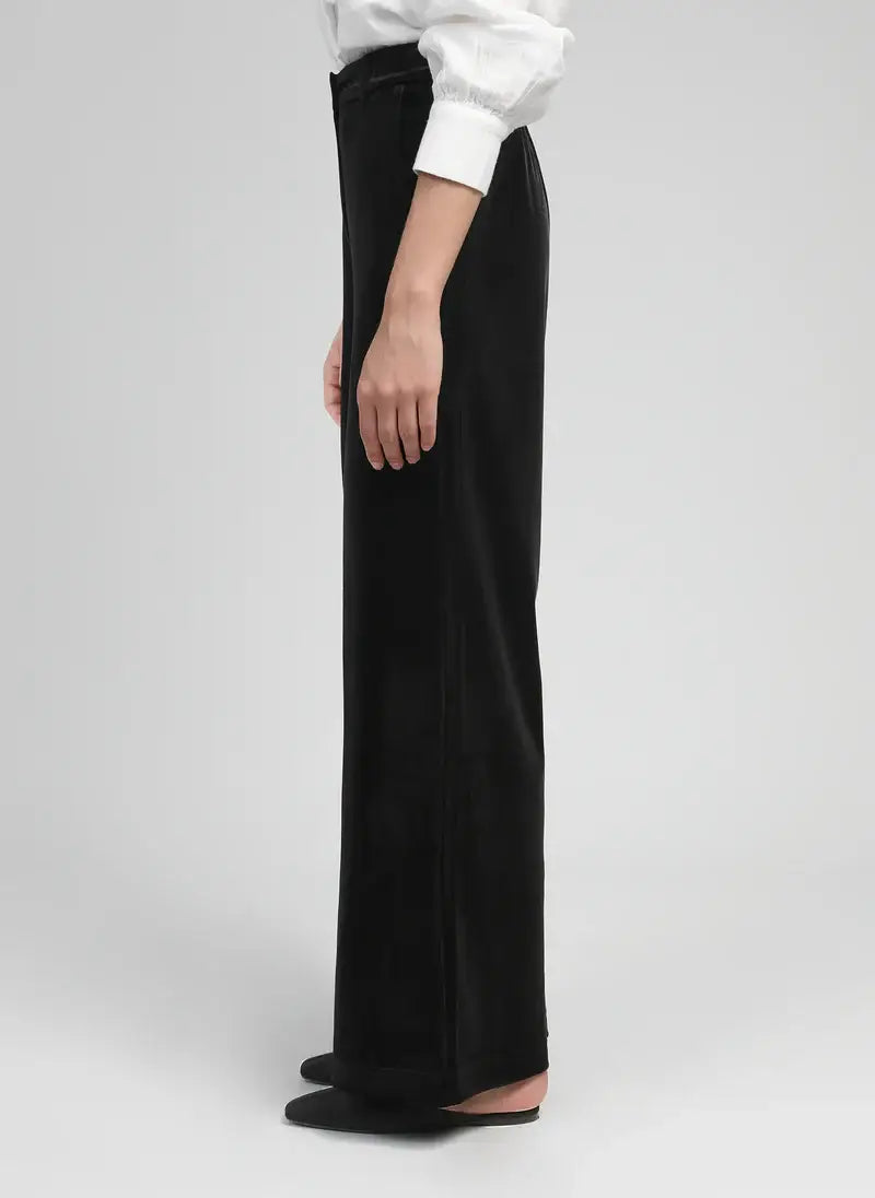 Pantaloni flare in velluto neri a vita alta