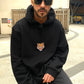 Felpa nera oversize unisex con ricamo tigre