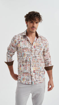 Camicia slim fit elasticizzata con stampa digitale