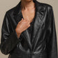 Blazer in ecopelle nero da donna