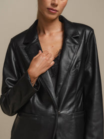 Blazer in ecopelle nero da donna