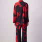 Set camicia e pantaloni palazzo a fiori rossi