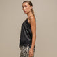 Top in raso con pizzo e spalline sottili