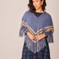 Poncho Petalo Blu con Frange