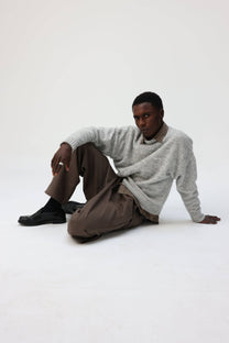 Maglione boxy grigio effetto spazzolato