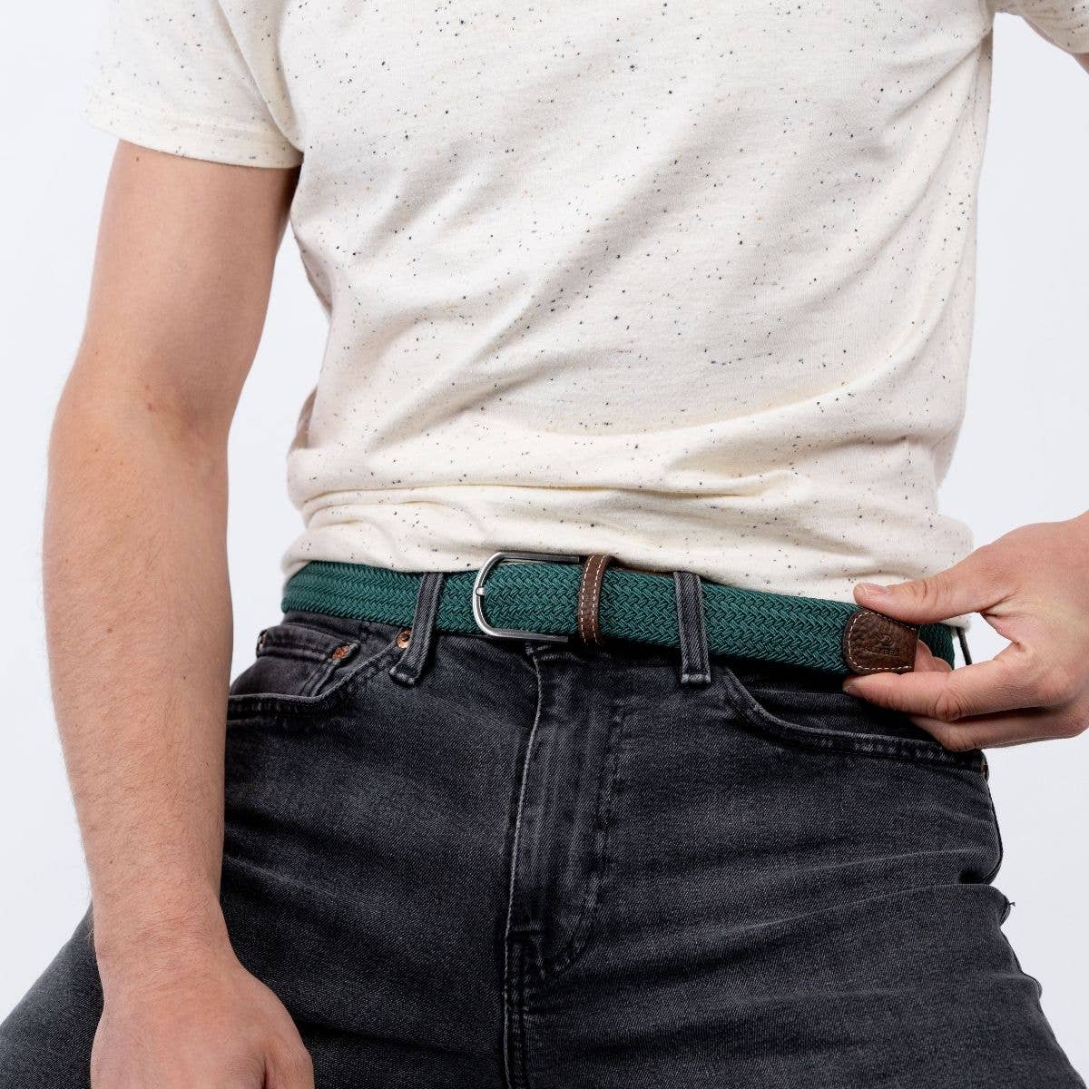 Cintura elastica intrecciata verde pino