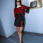 Gonna mini in tweed con strass e perle