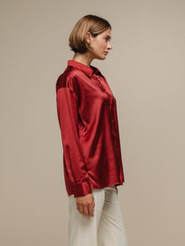 Camicia satinata da donna in poliestere