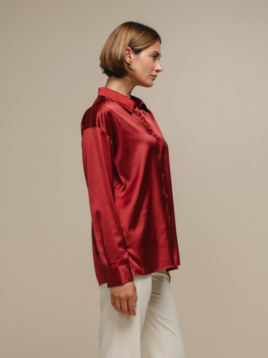 Camicia satinata da donna in poliestere