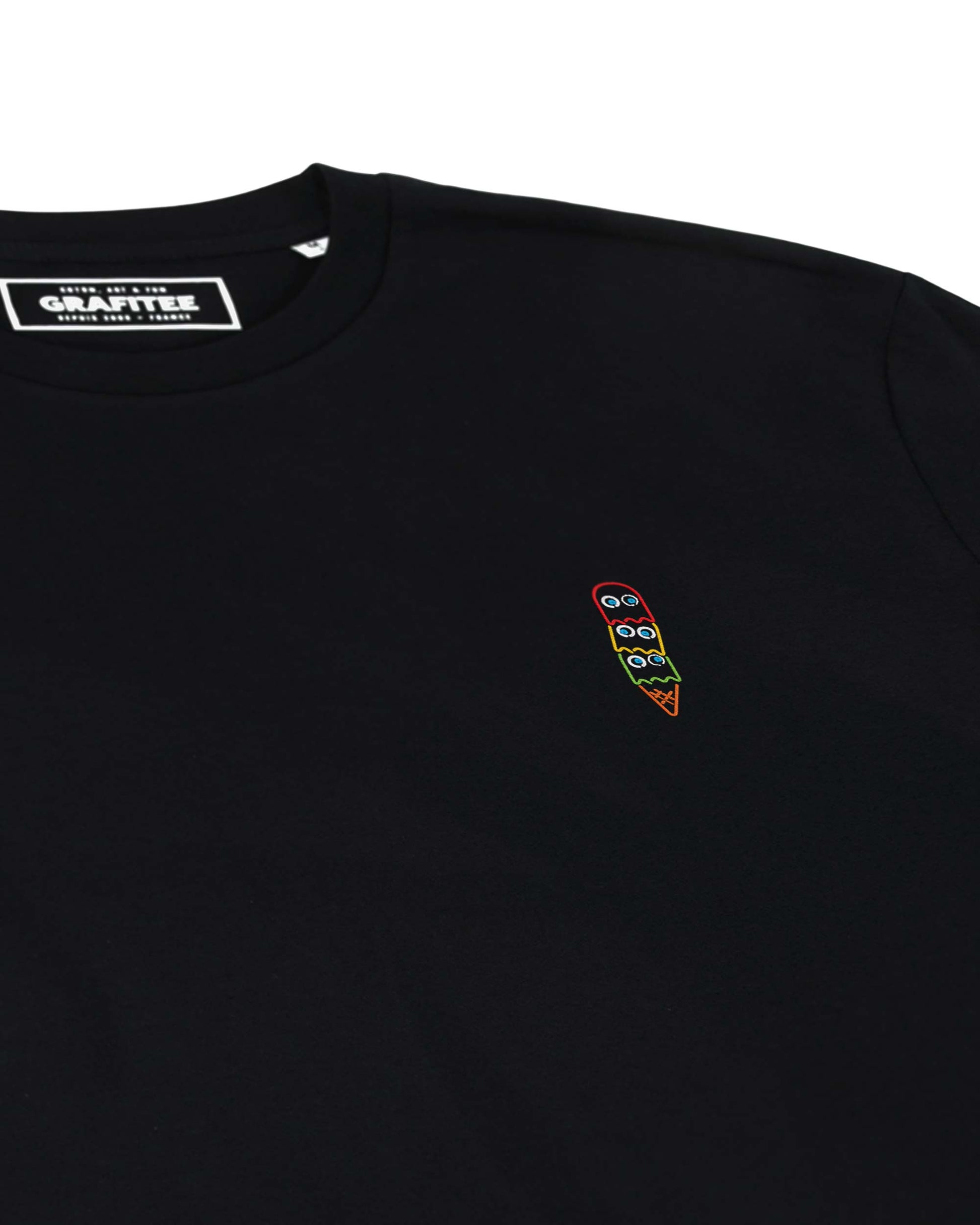 T-shirt nera in cotone biologico con ricamo