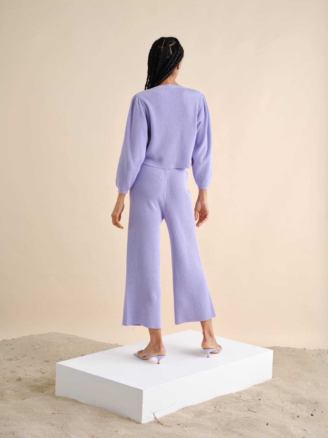 Pantaloni in maglia a costine in cotone