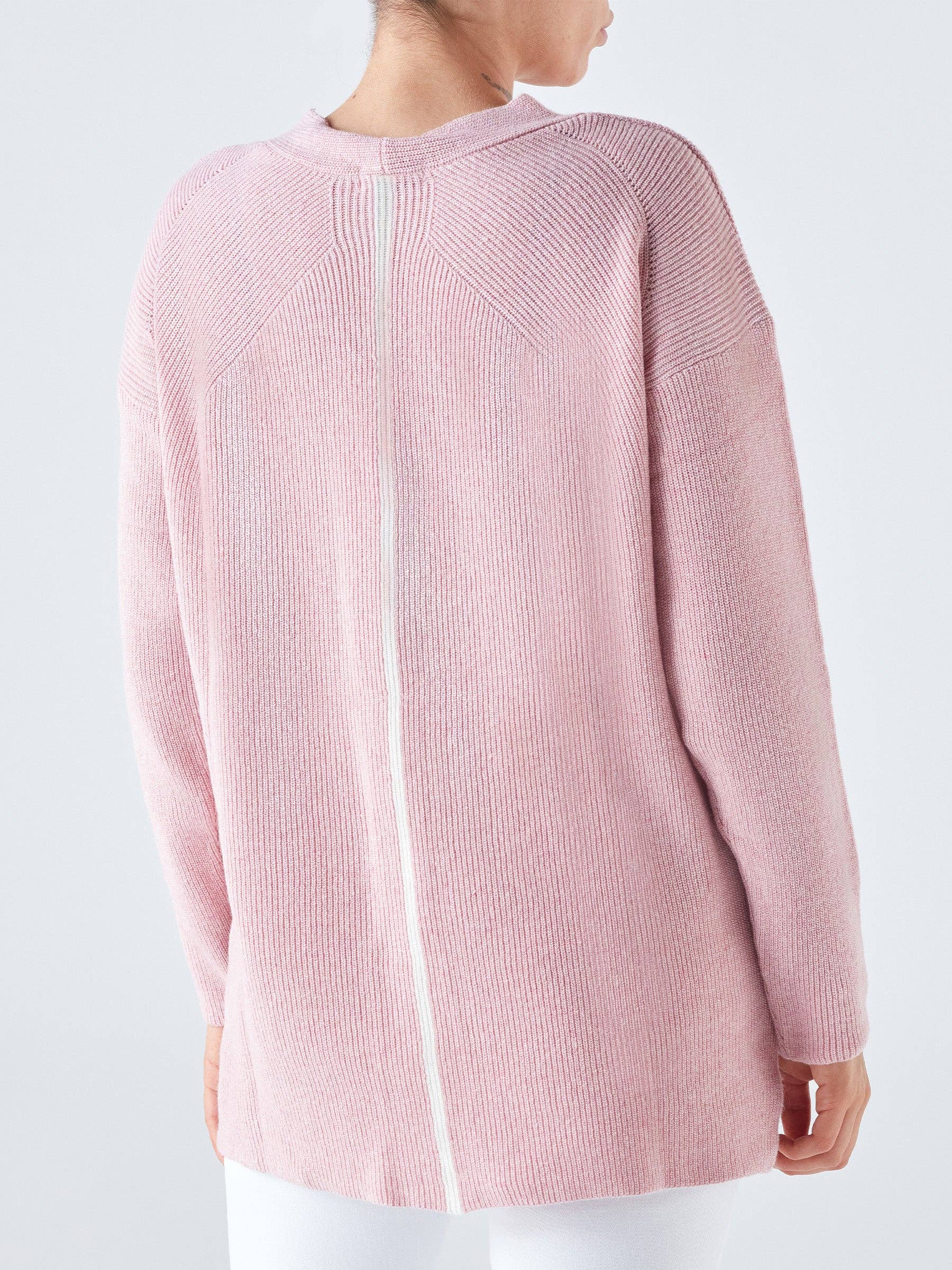 Maglione a coste con scollo a V