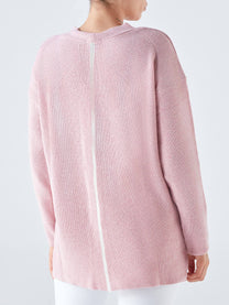 Maglione a coste con scollo a V