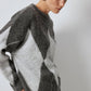 Maglione in maglia a rombi girocollo antracite